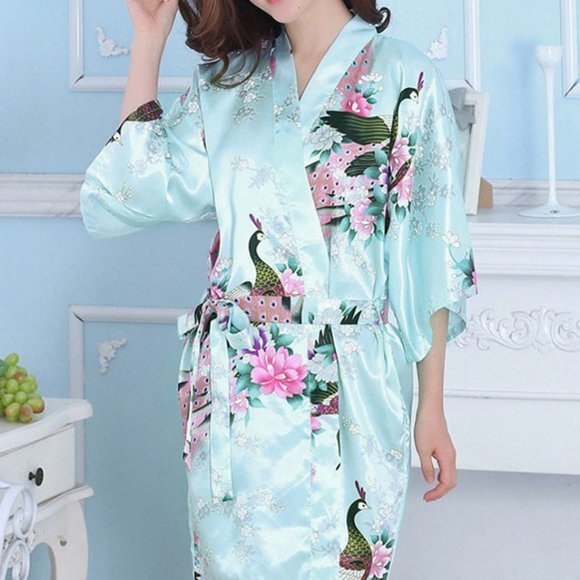 Star Posh Other - Aquamarine Dream Satin Kimono Robe